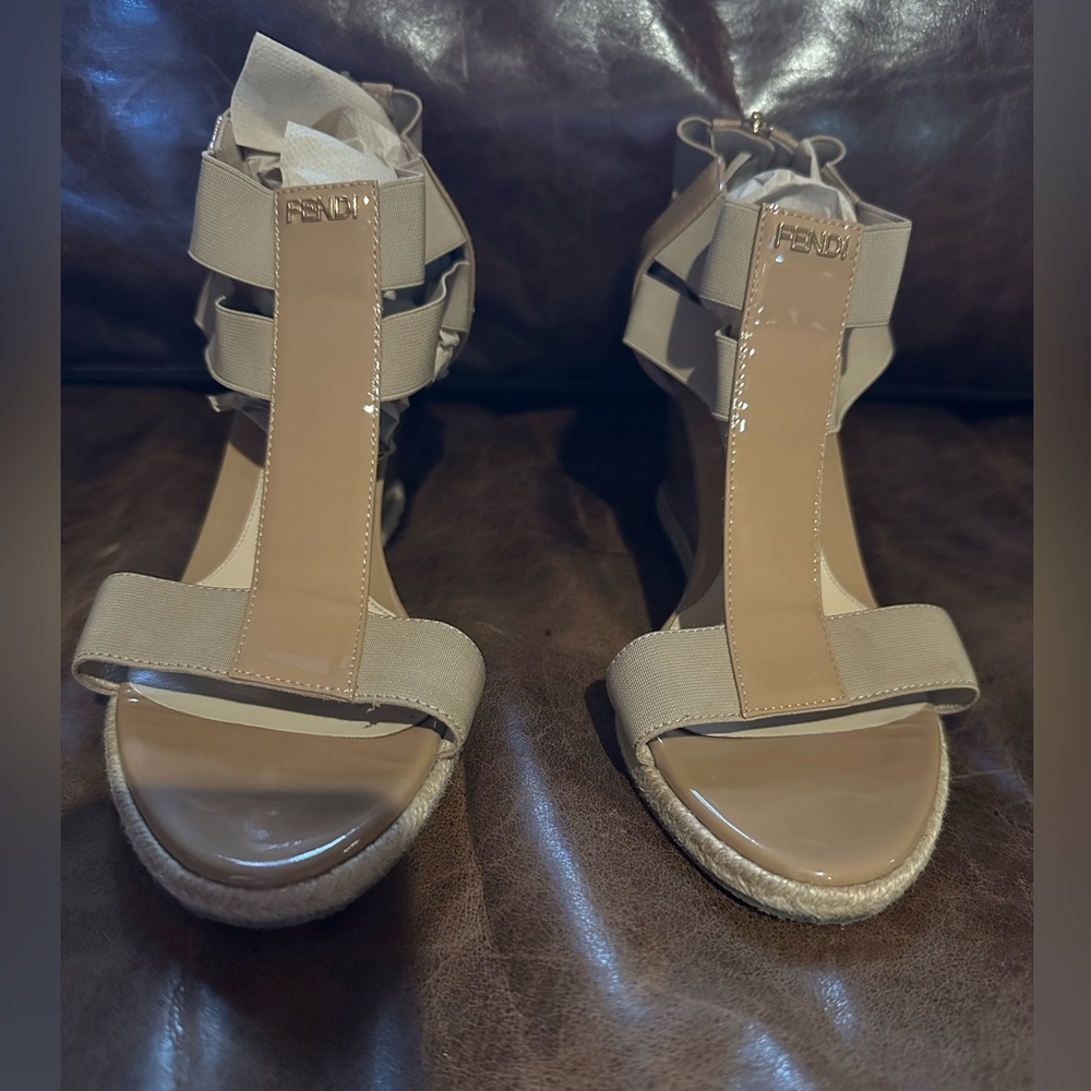 Fendi Beige Espadrille Sandals